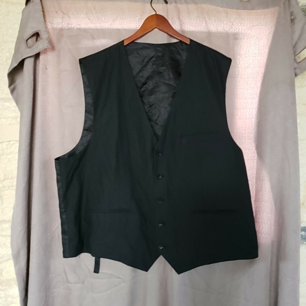 Suit Vest Mens 2XL Black Polyester 5 Button Belted Back Formal Dress Wedding